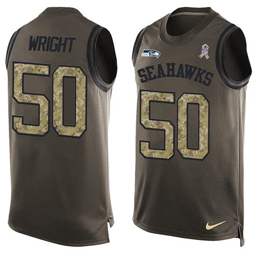 Men's Nike Seattle Seahawks #50 K.J. Wright Limited Green Salute to Service Tank Top NFL Jersey