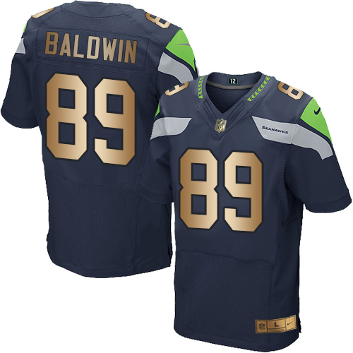 Men's Nike Seattle Seahawks #89 Doug Baldwin Elite Navy/Gold Team Color NFL Jersey
