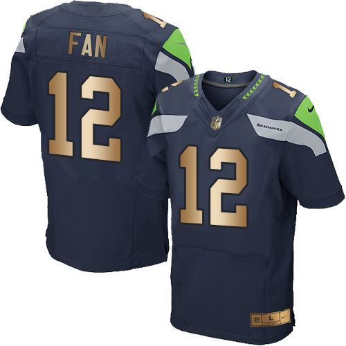 Men's Nike Seattle Seahawks 12th Fan Elite Navy/Gold Team Color NFL Jersey
