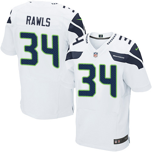 Men's Nike Seattle Seahawks #34 Thomas Rawls Elite White NFL Jersey