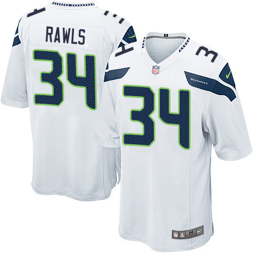 Men's Nike Seattle Seahawks #34 Thomas Rawls Game White NFL Jersey