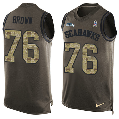 Men's Nike Seattle Seahawks #76 Duane Brown Limited Green Salute to Service Tank Top NFL Jersey