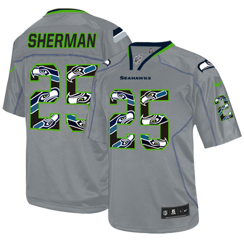 Men's Nike Seattle Seahawks #25 Richard Sherman Elite New Lights Out Grey NFL Jersey