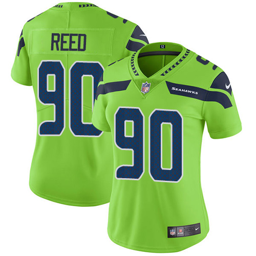 Women's Nike Seattle Seahawks #90 Jarran Reed Elite Green Rush Vapor Untouchable NFL Jersey