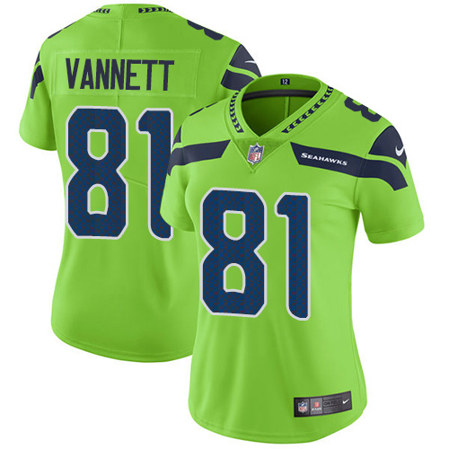 Women's Nike Seattle Seahawks #81 Nick Vannett Limited Green Rush Vapor Untouchable NFL Jersey
