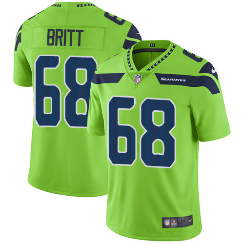 Youth Nike Seattle Seahawks #68 Justin Britt Elite Green Rush Vapor Untouchable NFL Jersey