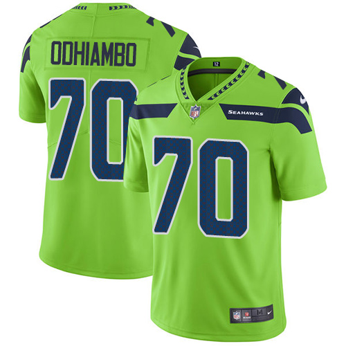 Men's Nike Seattle Seahawks #70 Rees Odhiambo Elite Green Rush Vapor Untouchable NFL Jersey