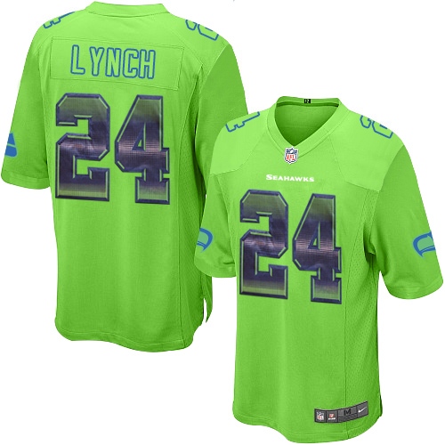 Youth Nike Seattle Seahawks #24 Marshawn Lynch Limited Green Strobe NFL Jersey