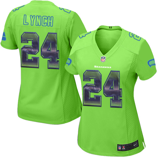 Women's Nike Seattle Seahawks #24 Marshawn Lynch Limited Green Strobe NFL Jersey
