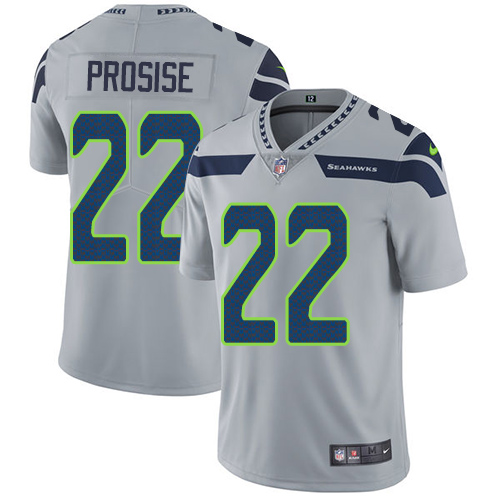 Men's Nike Seattle Seahawks #22 C. J. Prosise Grey Alternate Vapor Untouchable Limited Player NFL Jersey