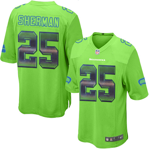 Men's Nike Seattle Seahawks #25 Richard Sherman Limited Green Strobe NFL Jersey
