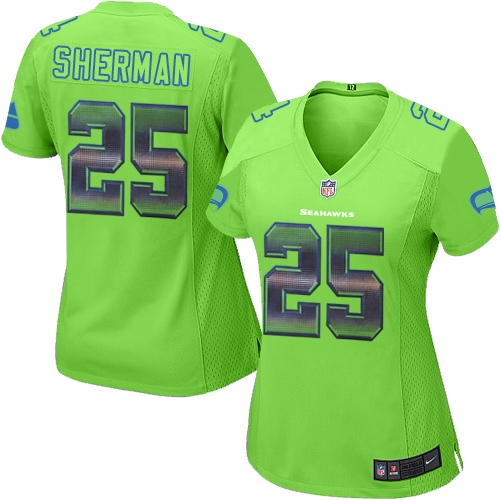 Women's Nike Seattle Seahawks #25 Richard Sherman Limited Green Strobe NFL Jersey