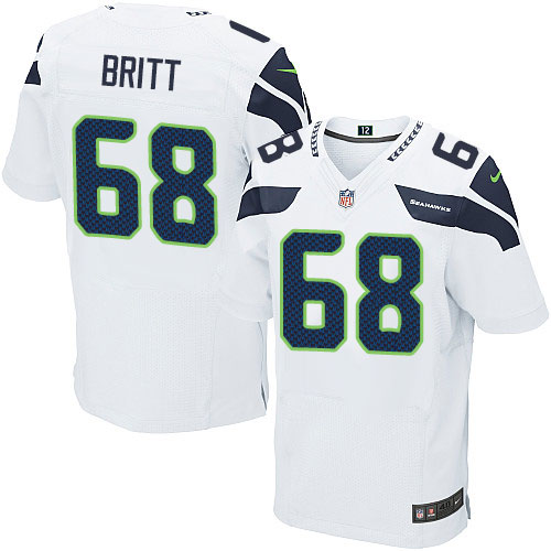 Men's Nike Seattle Seahawks #68 Justin Britt Elite White NFL Jersey