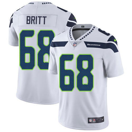 Men's Nike Seattle Seahawks #68 Justin Britt White Vapor Untouchable Limited Player NFL Jersey