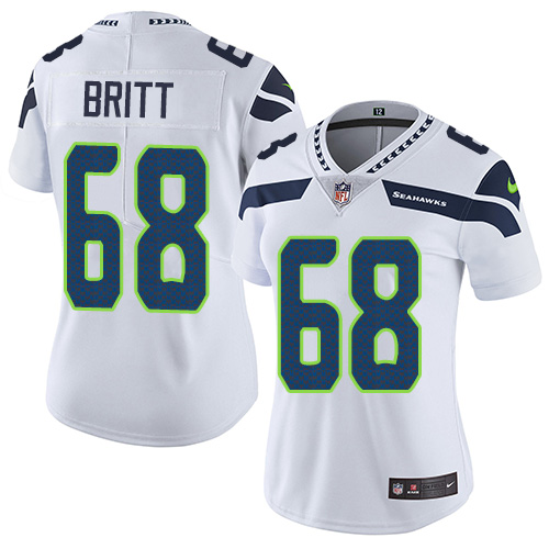 Women's Nike Seattle Seahawks #68 Justin Britt White Vapor Untouchable Elite Player NFL Jersey
