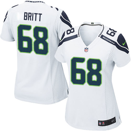 Women's Nike Seattle Seahawks #68 Justin Britt Game White NFL Jersey