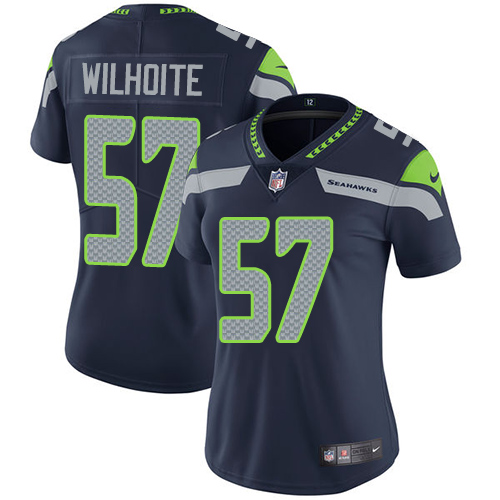 Women's Nike Seattle Seahawks #57 Michael Wilhoite Navy Blue Team Color Vapor Untouchable Elite Player NFL Jersey