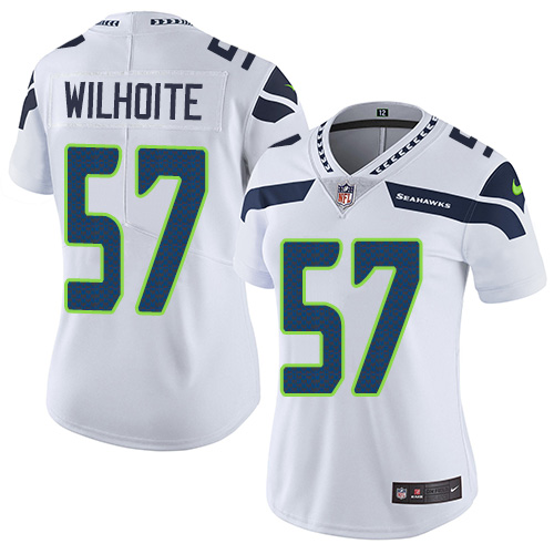 Women's Nike Seattle Seahawks #57 Michael Wilhoite White Vapor Untouchable Limited Player NFL Jersey