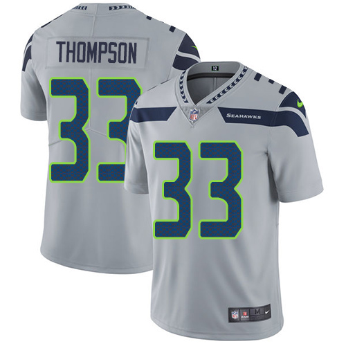 Men's Nike Seattle Seahawks #33 Tedric Thompson Grey Alternate Vapor Untouchable Limited Player NFL Jersey