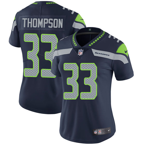 Women's Nike Seattle Seahawks #33 Tedric Thompson Navy Blue Team Color Vapor Untouchable Elite Player NFL Jersey