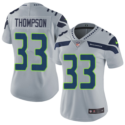 Women's Nike Seattle Seahawks #33 Tedric Thompson Grey Alternate Vapor Untouchable Elite Player NFL Jersey