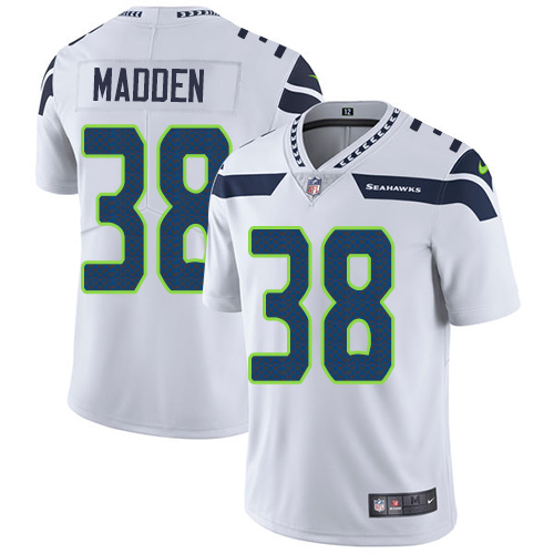 Men's Nike Seattle Seahawks #38 Tre Madden White Vapor Untouchable Limited Player NFL Jersey