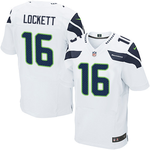 Men's Nike Seattle Seahawks #16 Tyler Lockett Elite White NFL Jersey