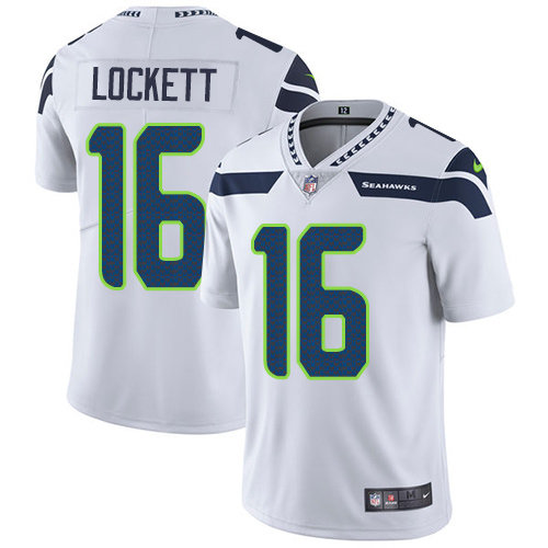 Men's Nike Seattle Seahawks #16 Tyler Lockett White Vapor Untouchable Limited Player NFL Jersey