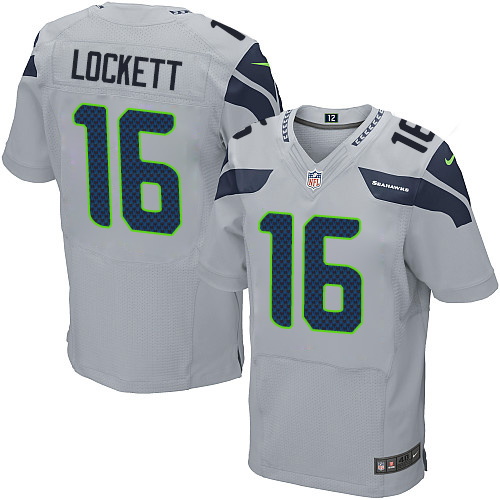 Men's Nike Seattle Seahawks #16 Tyler Lockett Elite Grey Alternate NFL Jersey