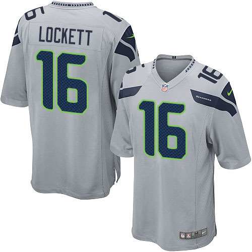 Men's Nike Seattle Seahawks #16 Tyler Lockett Game Grey Alternate NFL Jersey