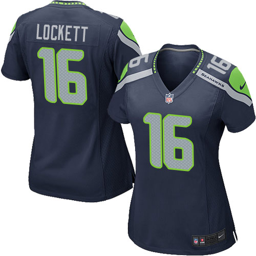 Women's Nike Seattle Seahawks #16 Tyler Lockett Game Navy Blue Team Color NFL Jersey