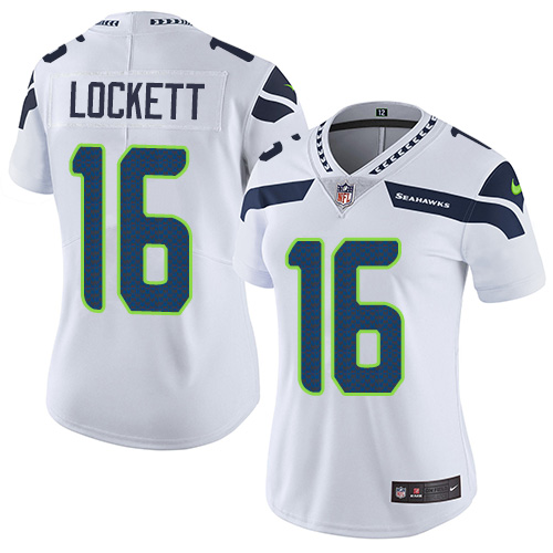 Women's Nike Seattle Seahawks #16 Tyler Lockett White Vapor Untouchable Limited Player NFL Jersey