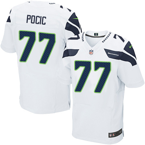 Men's Nike Seattle Seahawks #77 Ethan Pocic Elite White NFL Jersey
