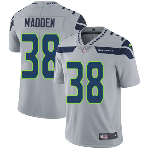 Men's Nike Seattle Seahawks #38 Tre Madden Grey Alternate Vapor Untouchable Limited Player NFL Jersey