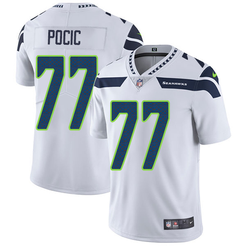 Men's Nike Seattle Seahawks #77 Ethan Pocic White Vapor Untouchable Limited Player NFL Jersey