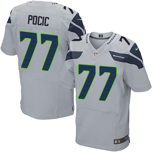 Men's Nike Seattle Seahawks #77 Ethan Pocic Elite Grey Alternate NFL Jersey