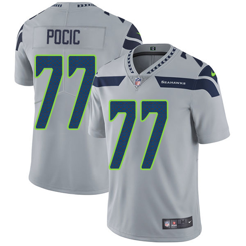 Men's Nike Seattle Seahawks #77 Ethan Pocic Grey Alternate Vapor Untouchable Limited Player NFL Jersey
