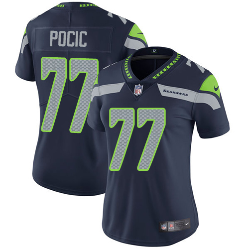 Women's Nike Seattle Seahawks #77 Ethan Pocic Navy Blue Team Color Vapor Untouchable Limited Player NFL Jersey