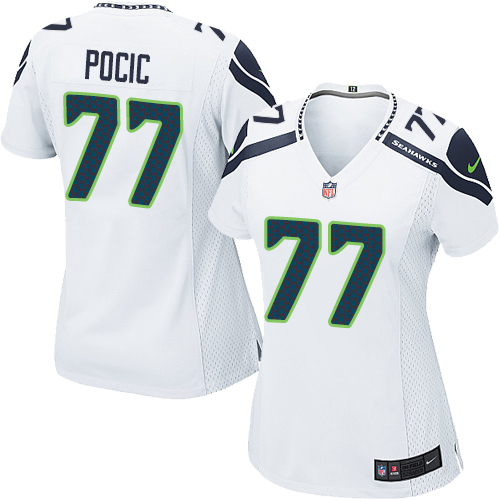 Women's Nike Seattle Seahawks #77 Ethan Pocic Game White NFL Jersey