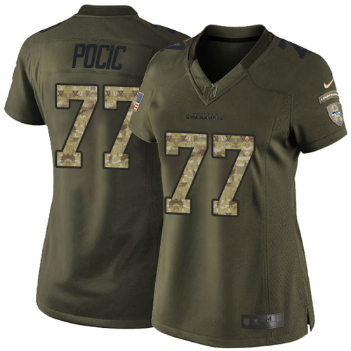 Women's Nike Seattle Seahawks #77 Ethan Pocic Limited Green Salute to Service NFL Jersey