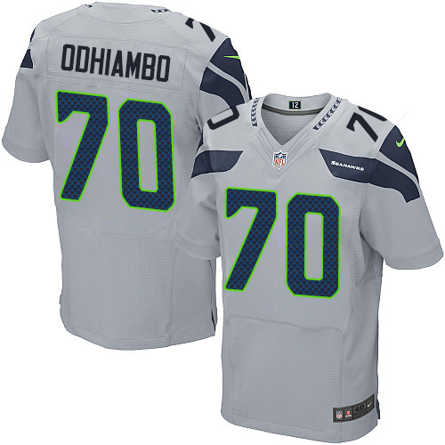 Men's Nike Seattle Seahawks #70 Rees Odhiambo Elite Grey Alternate NFL Jersey