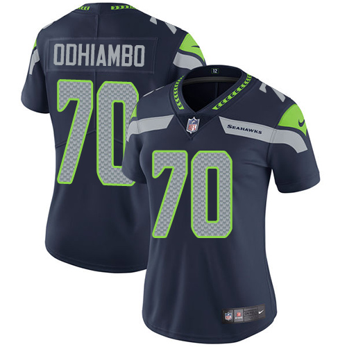 Women's Nike Seattle Seahawks #70 Rees Odhiambo Navy Blue Team Color Vapor Untouchable Limited Player NFL Jersey