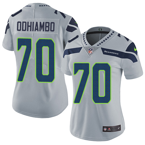 Women's Nike Seattle Seahawks #70 Rees Odhiambo Grey Alternate Vapor Untouchable Elite Player NFL Jersey