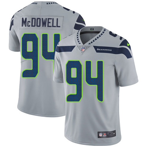 Men's Nike Seattle Seahawks #94 Malik McDowell Grey Alternate Vapor Untouchable Limited Player NFL Jersey