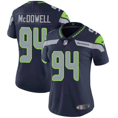 Women's Nike Seattle Seahawks #94 Malik McDowell Navy Blue Team Color Vapor Untouchable Elite Player NFL Jersey