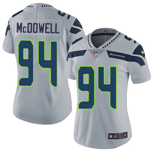 Women's Nike Seattle Seahawks #94 Malik McDowell Grey Alternate Vapor Untouchable Limited Player NFL Jersey