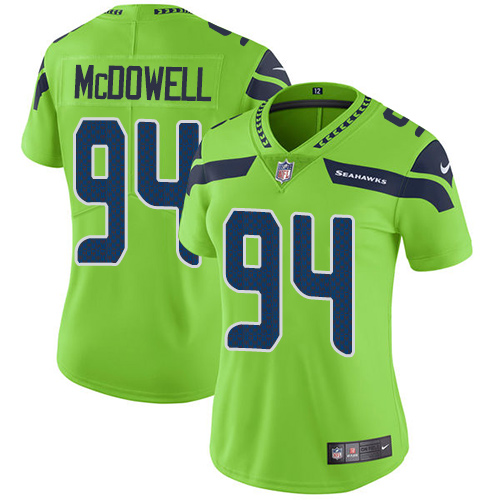 Women's Nike Seattle Seahawks #94 Malik McDowell Limited Green Rush Vapor Untouchable NFL Jersey