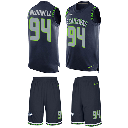 Men's Nike Seattle Seahawks #94 Malik McDowell Limited Steel Blue Tank Top Suit NFL Jersey