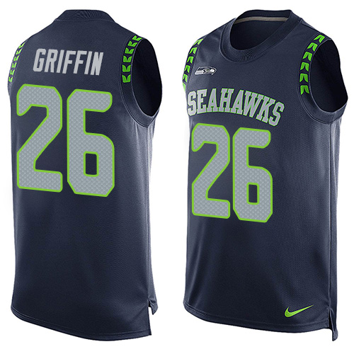 Men's Nike Seattle Seahawks #26 Shaquill Griffin Limited Steel Blue Player Name & Number Tank Top NFL Jersey