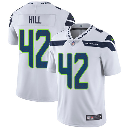 Men's Nike Seattle Seahawks #42 Delano Hill White Vapor Untouchable Limited Player NFL Jersey